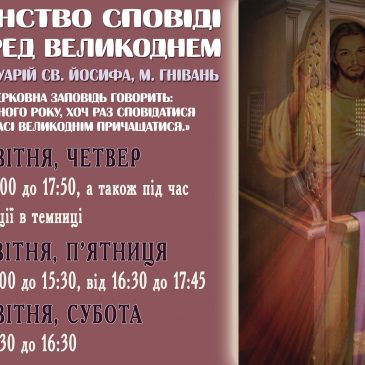 Таїнство сповіді перед Великоднем